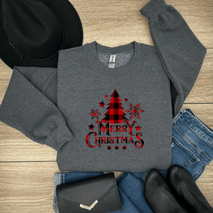 Buffalo Plaid Merry Christmas Tree Sweatshirt