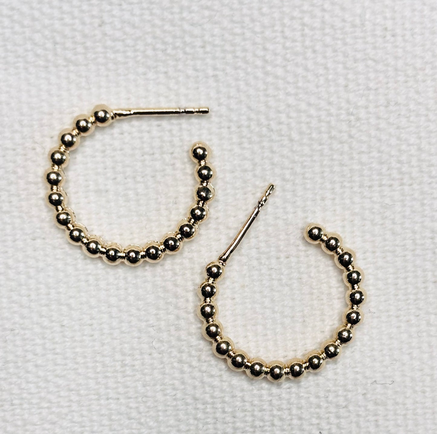 Beaded C Shape Hoop Earrings