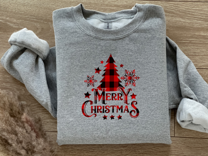 Buffalo Plaid Merry Christmas Tree Sweatshirt